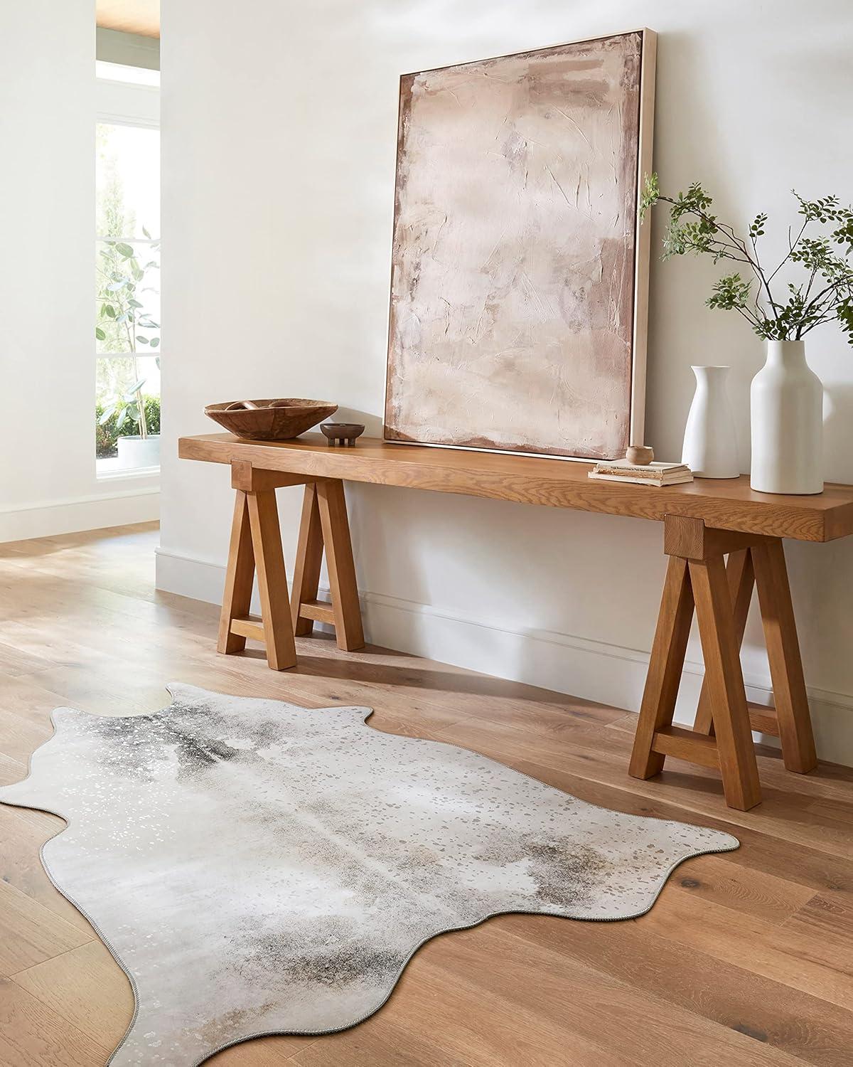 Loloi II Odessa Printed Cowhide Patchwork Mocha / Sand Area Rug