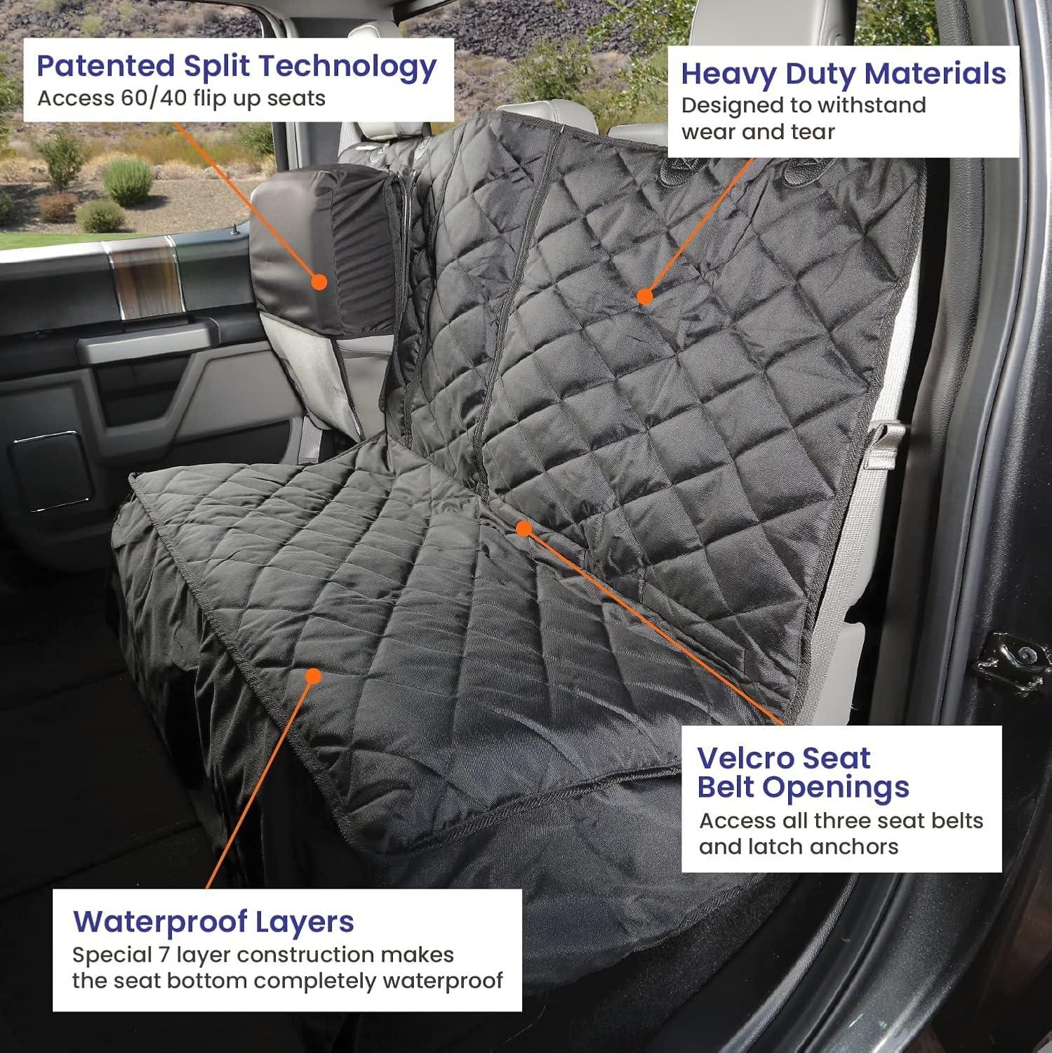 4Knines Crew Cab Rear Bench Seat Cover with Hammock - Heavy-Duty - Waterproof (Black)