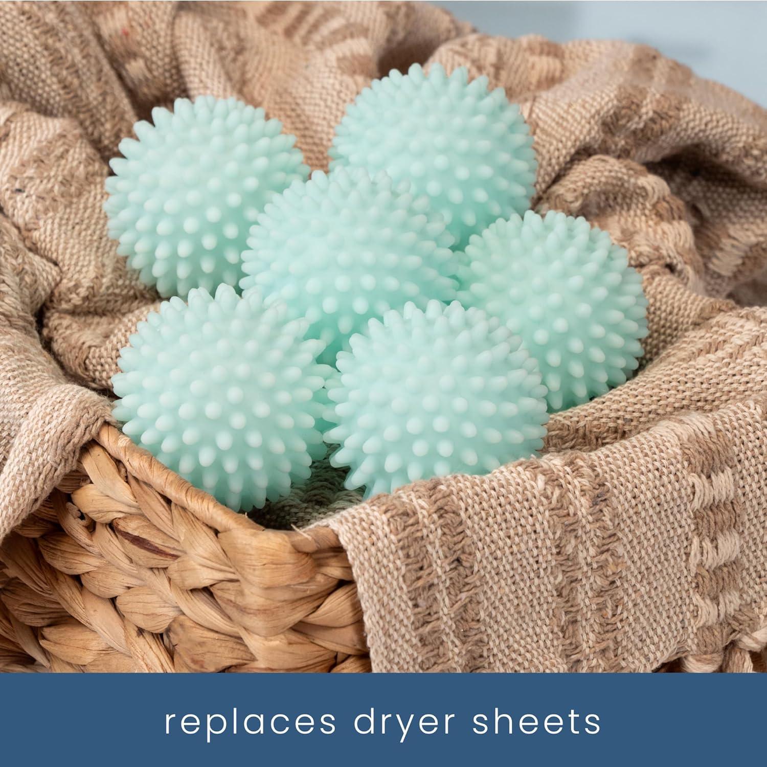 S&T INC. Reusable Laundry Dryer Balls, Soften and Fluff Laundry, Blue, 2.5 in, 6 Pack