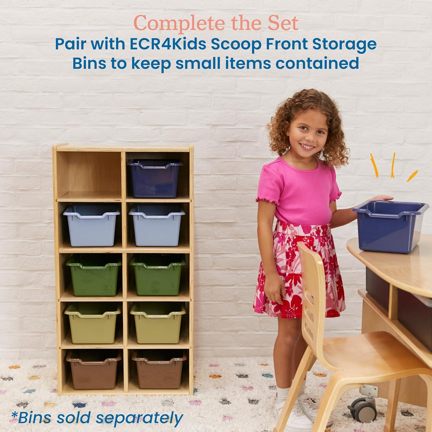 ECR4Kids Streamline 10 Cubby Tray Storage Cabinet, 5x2, Natural