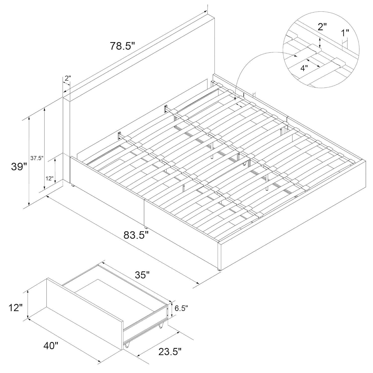 Novogratz Kelly Upholstered Unfinished Platform Storage Bed