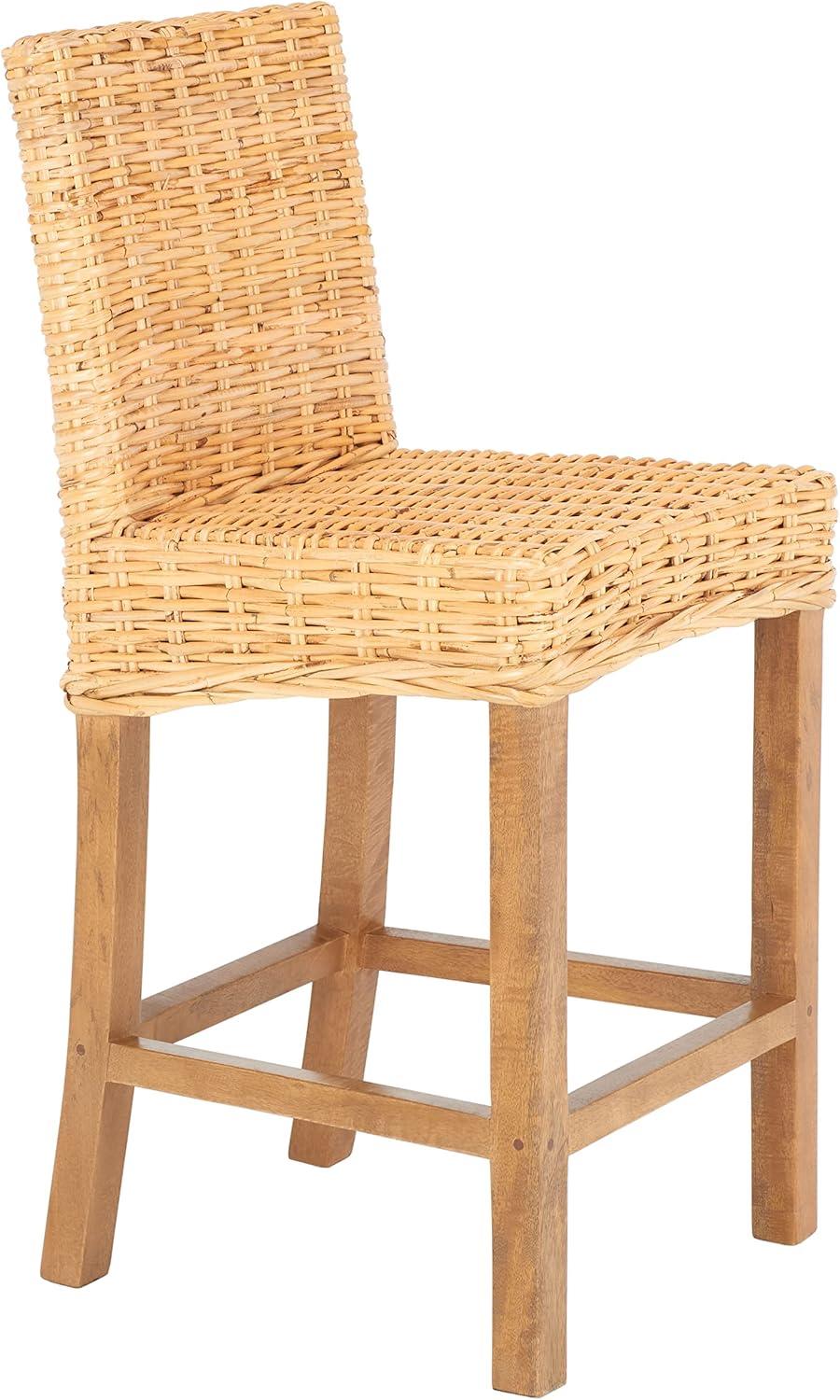 Tobie Rattan Counter Stool - BST6501 - Natural/Golden Brown - Safavieh