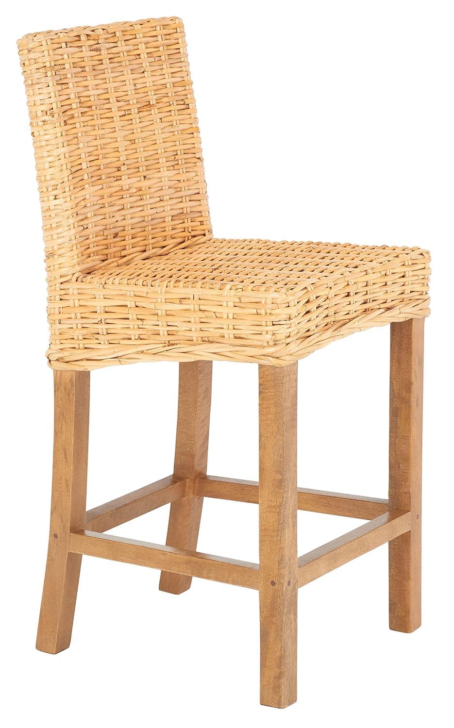 Tobie Rattan Counter Stool - BST6501 - Natural/Golden Brown - Safavieh