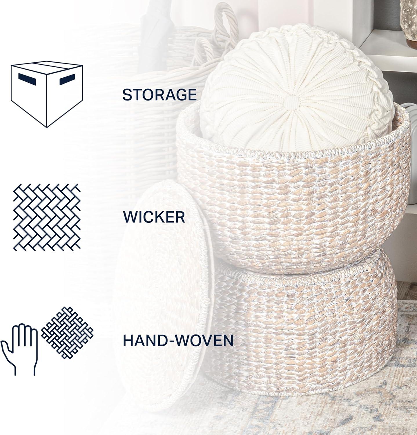 happimess 18" Hourglass Handwoven Hyacinth Storage Accent Table with Lid