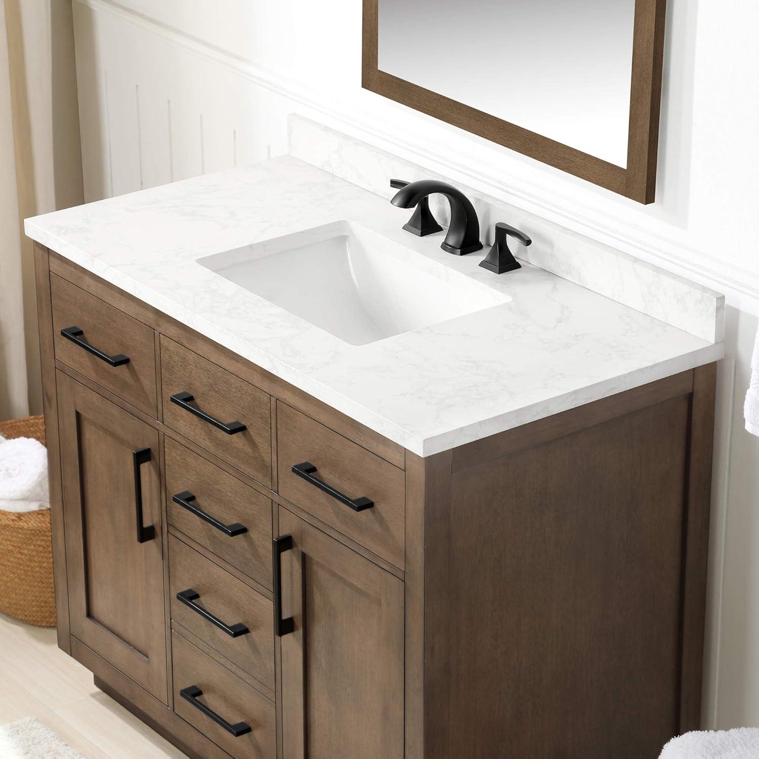 Ove Decors Athea 42 W x 22" D Freestanding Bathroom Vanity with Double Sink, Almond Latte