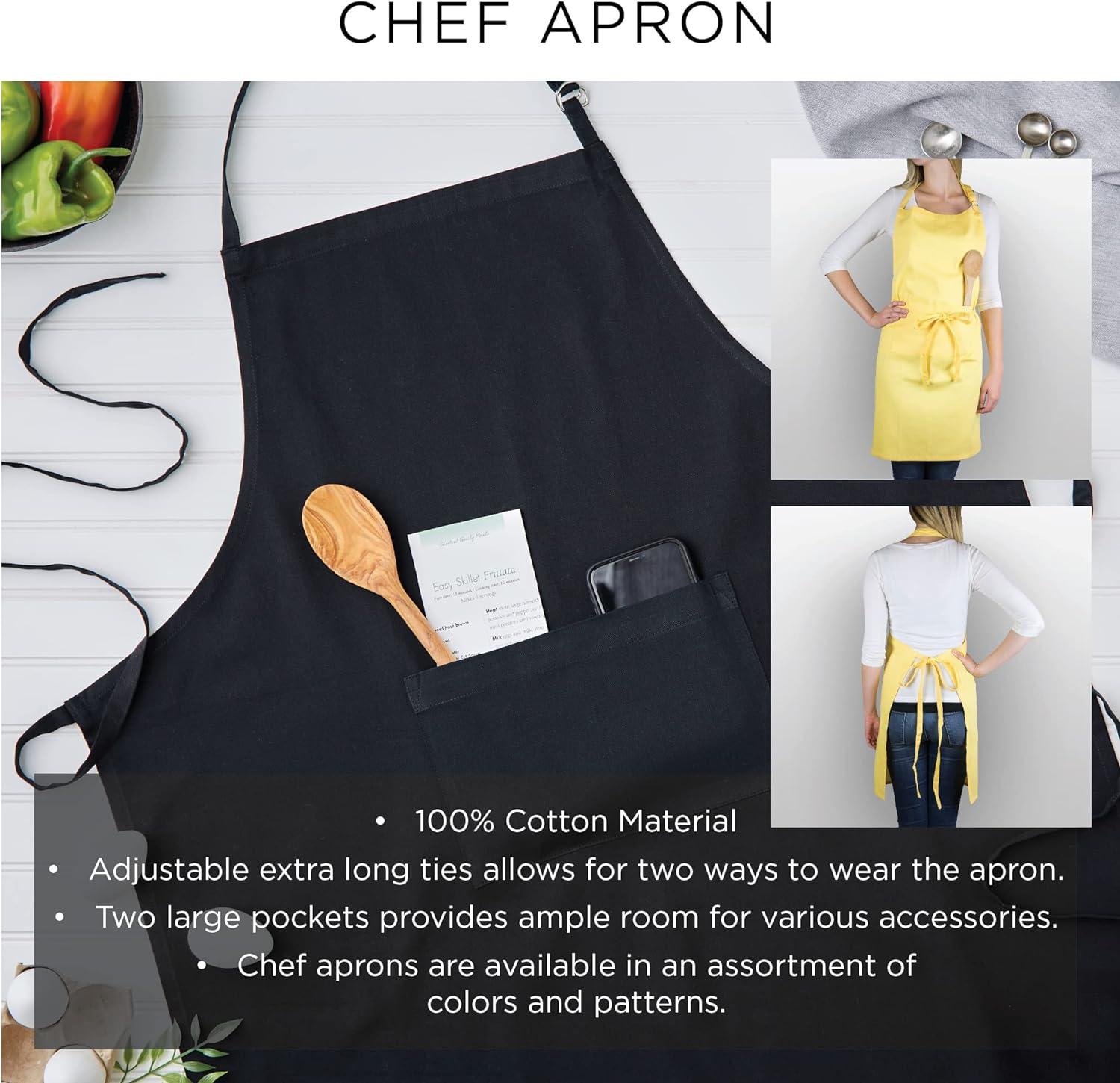 DII Red Buffalo Check Chef Apron, 32x28", 100% Cotton