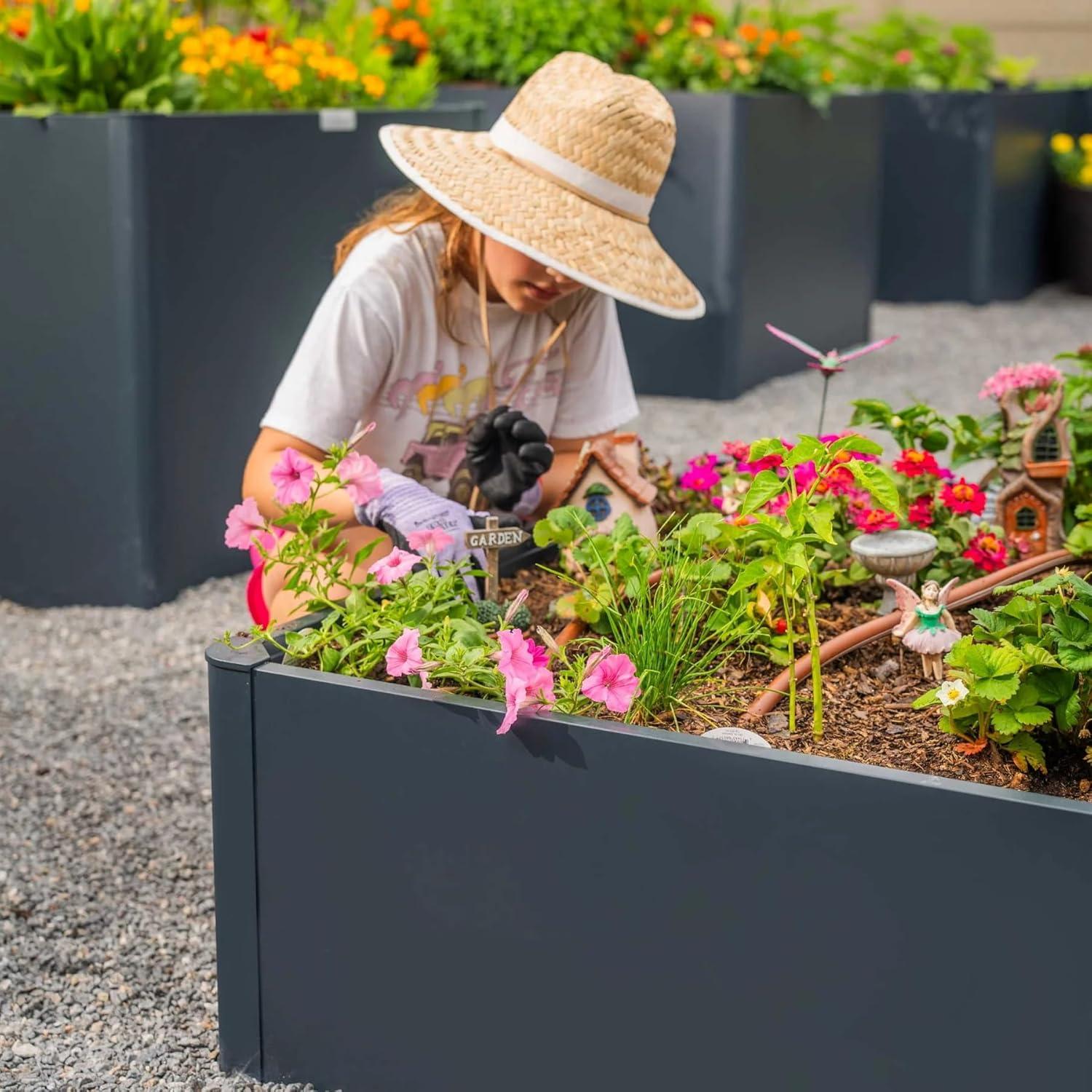 Modern 17" Tall Metal Outdoor Long Planter Box