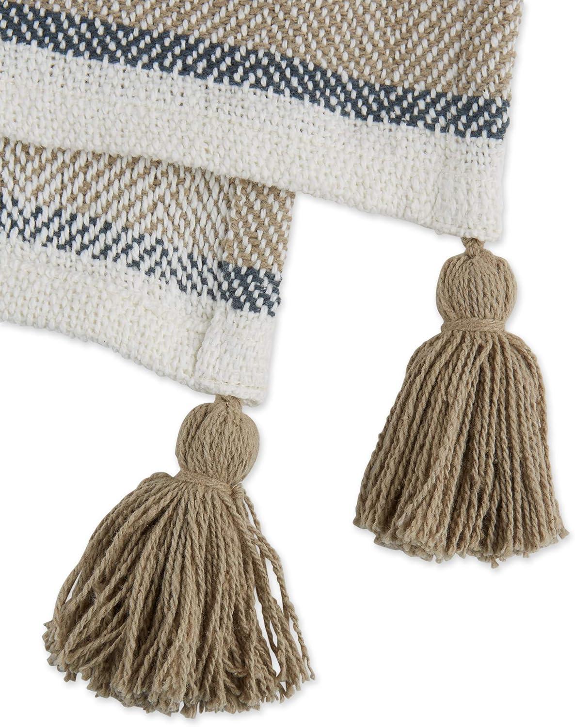 2-Tone Chevron Striped Throw Blanket Stone/Mineral - Design Imports: Hypoallergenic, Machine Washable, 50x60"