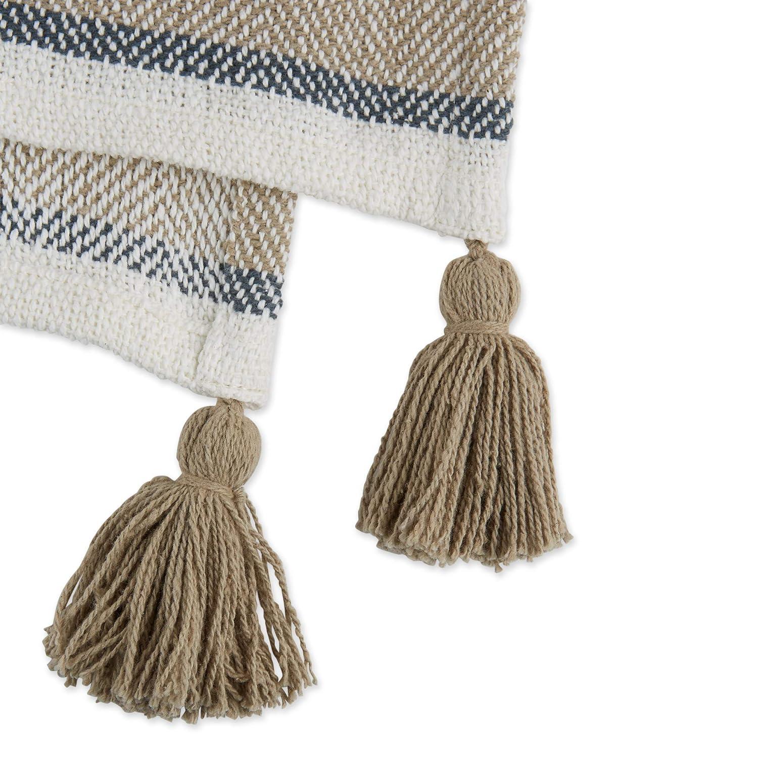 2-Tone Chevron Striped Throw Blanket Stone/Mineral - Design Imports: Hypoallergenic, Machine Washable, 50x60"