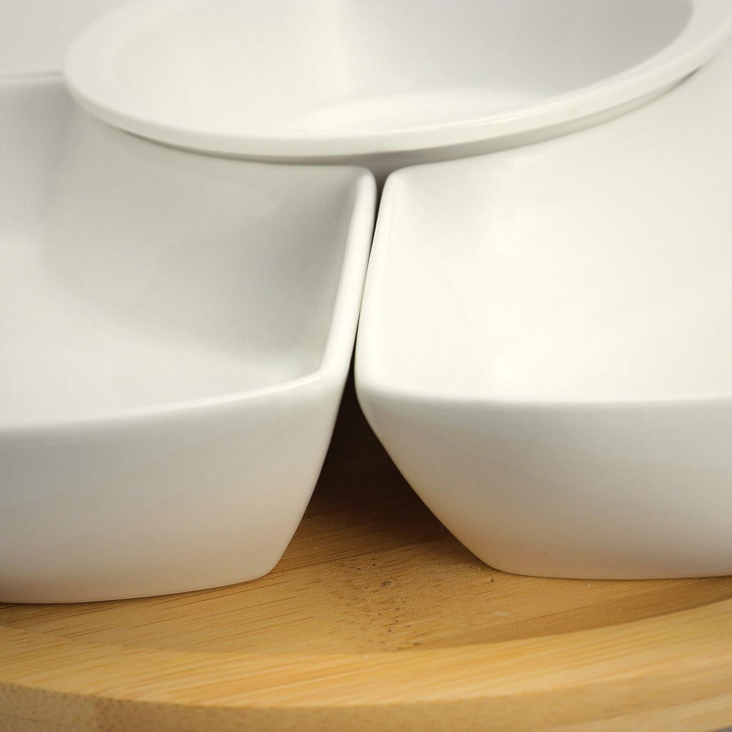 6pc Stoneware Beautiful Party Serving Set White - Elama: Entertaining Serveware & Condiment Bowls