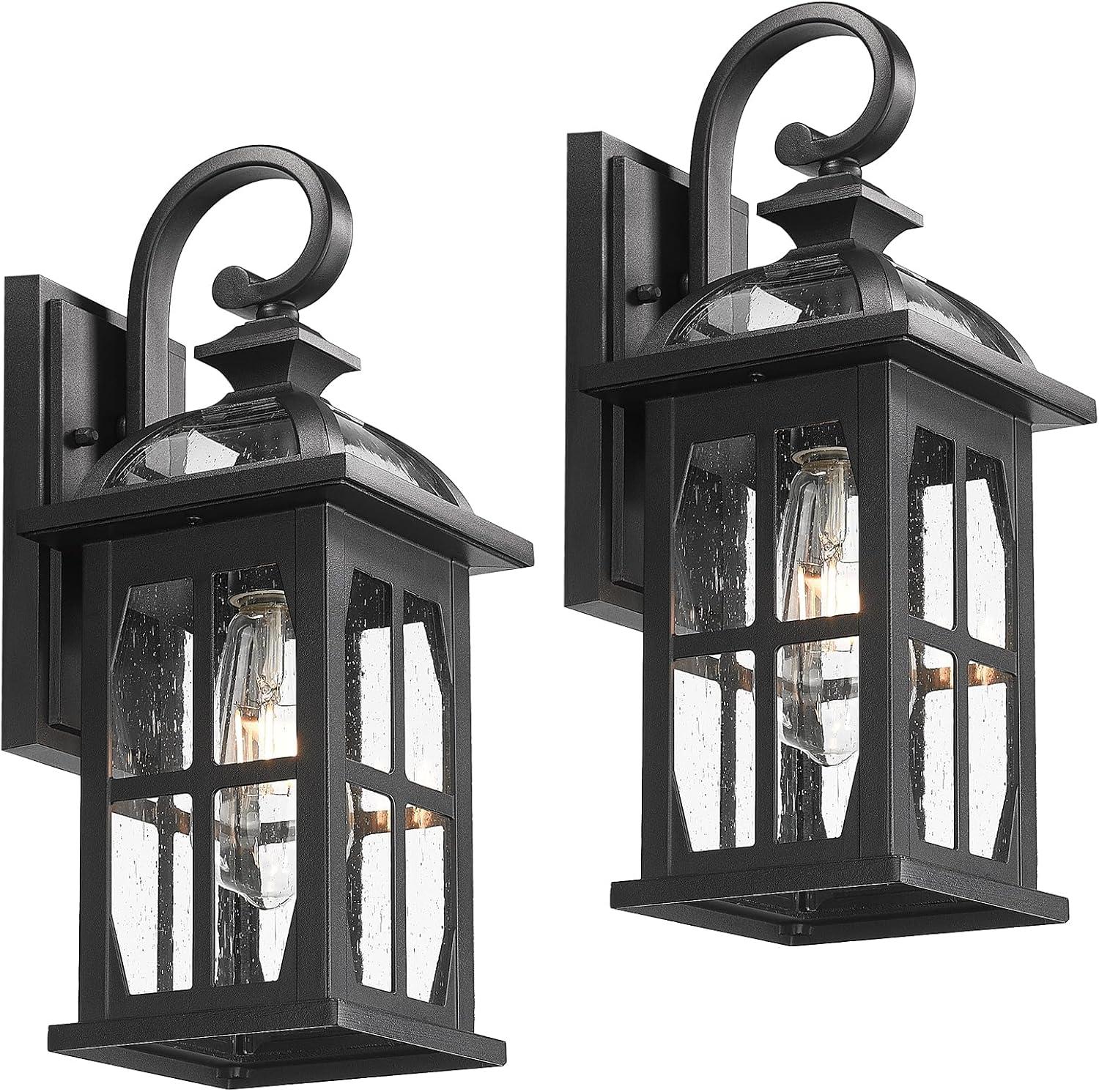 Longshore Tides Outdoor Wall Lights Exterior Light Fixture With Seeded Glass