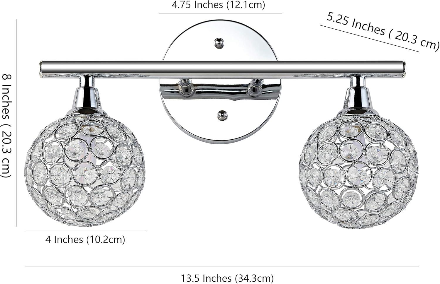 Maeve 13" 2-Light Iron/Glass Contemporary Glam LED Vanity Light, Chrome