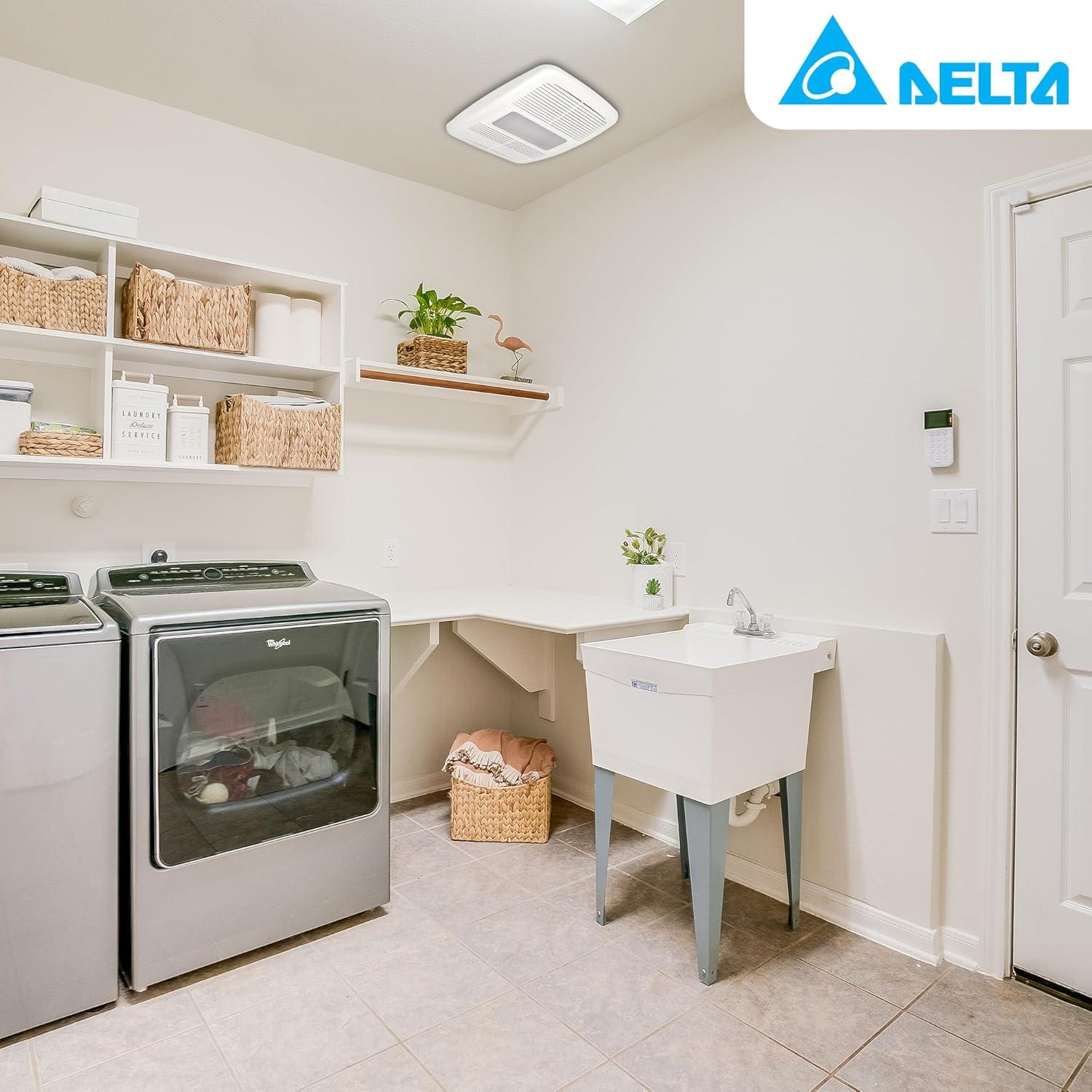 White Galvanized Steel LED Bathroom Exhaust Fan with Heater
