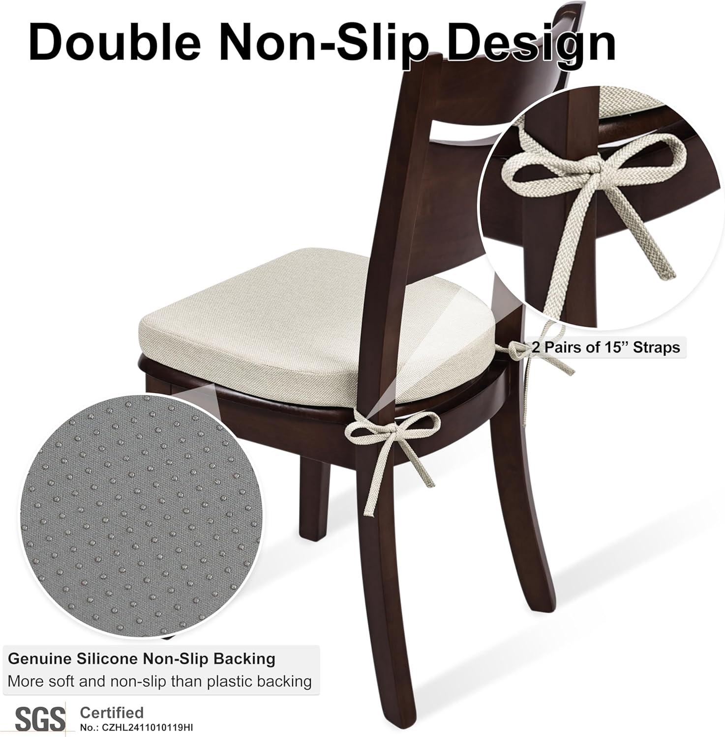Chair Cushions for Kitchen Chairs Set of 4 Dining Chair Pads, Universal Non-Slip Dining Chair Cushions with Ties for Office Use