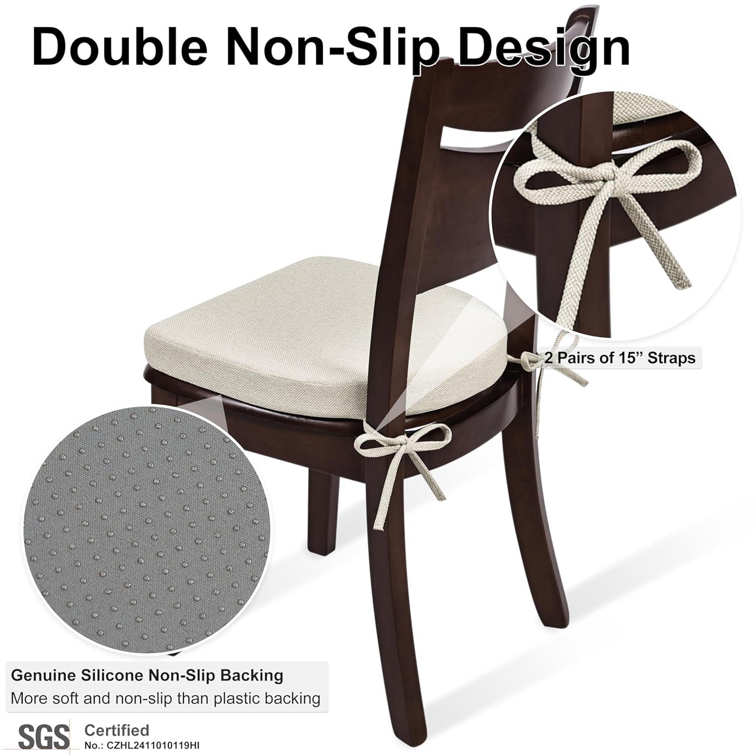Chair Cushions for Kitchen Chairs Set of 4 Dining Chair Pads, Universal Non-Slip Dining Chair Cushions with Ties for Office Use
