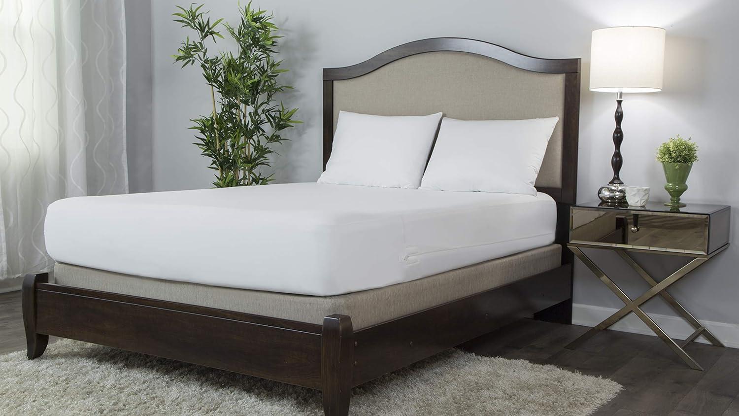 King Size White Smooth Mattress Encasement with Allergen Protection