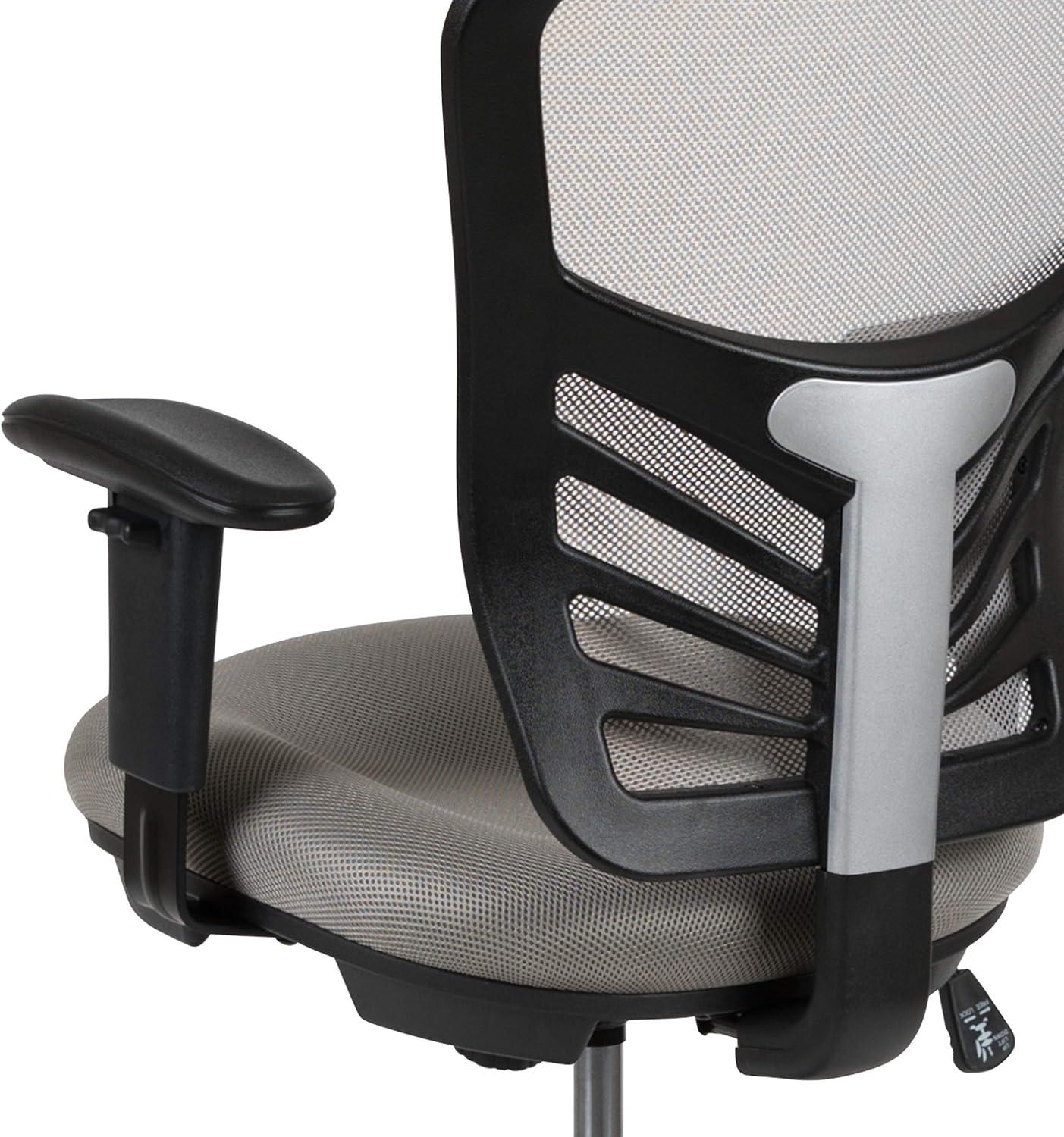 Flash Furniture Mid-Back Mesh Ergonomic Drafting Chair with Adjustable Chrome Foot Ring, Adjustable Arms