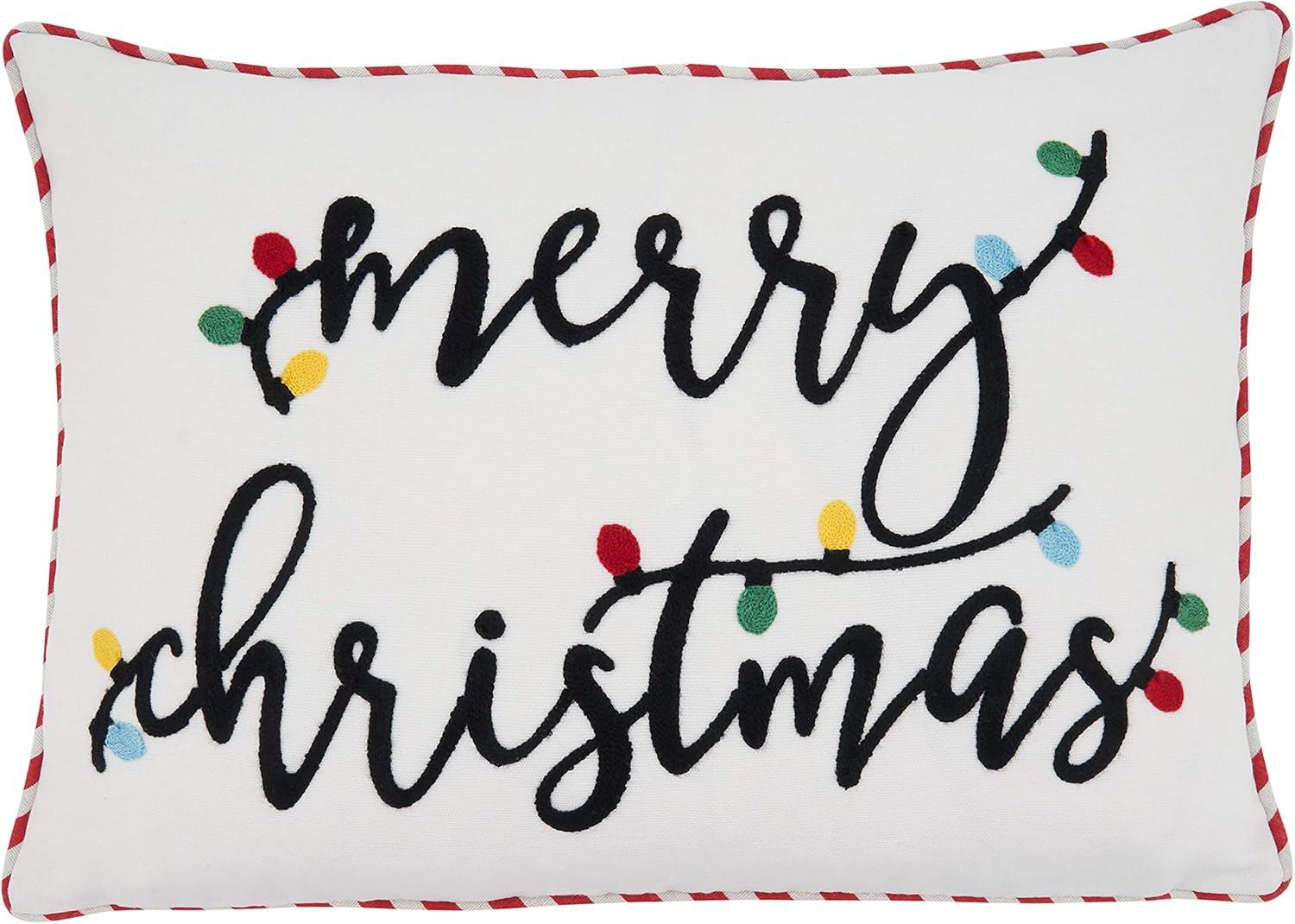 SARO 5511.W1420BC 14 x 20 in. Oblong White Merry Christmas Design Pillow Cover