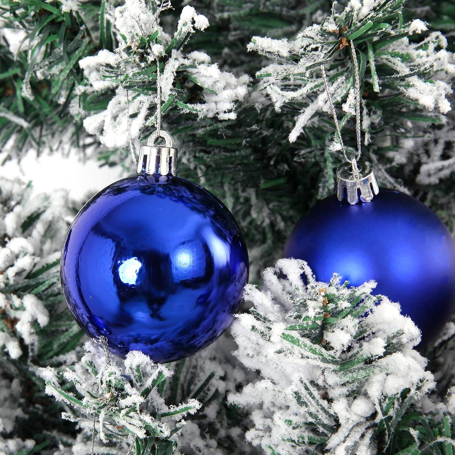 Emopeak 24Pcs Christmas Balls Ornaments for Xmas Christmas Tree - Mini Shatterproof Christmas Tree Decorations Hanging Ball for Holiday Wedding Party Decoration, Royal Blue