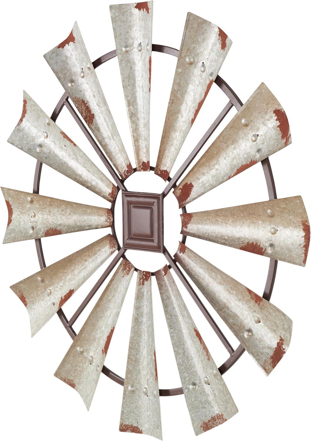 Millwood Pines Metal Indoor Outdoor Windmill Brown Wall Decor