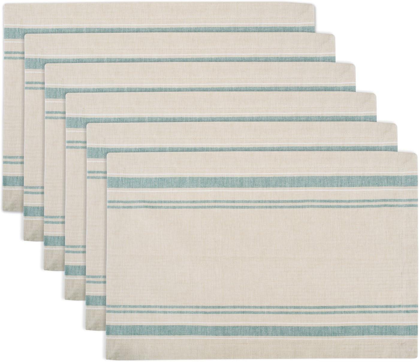 Teal French Stripe Placemat Set of 6