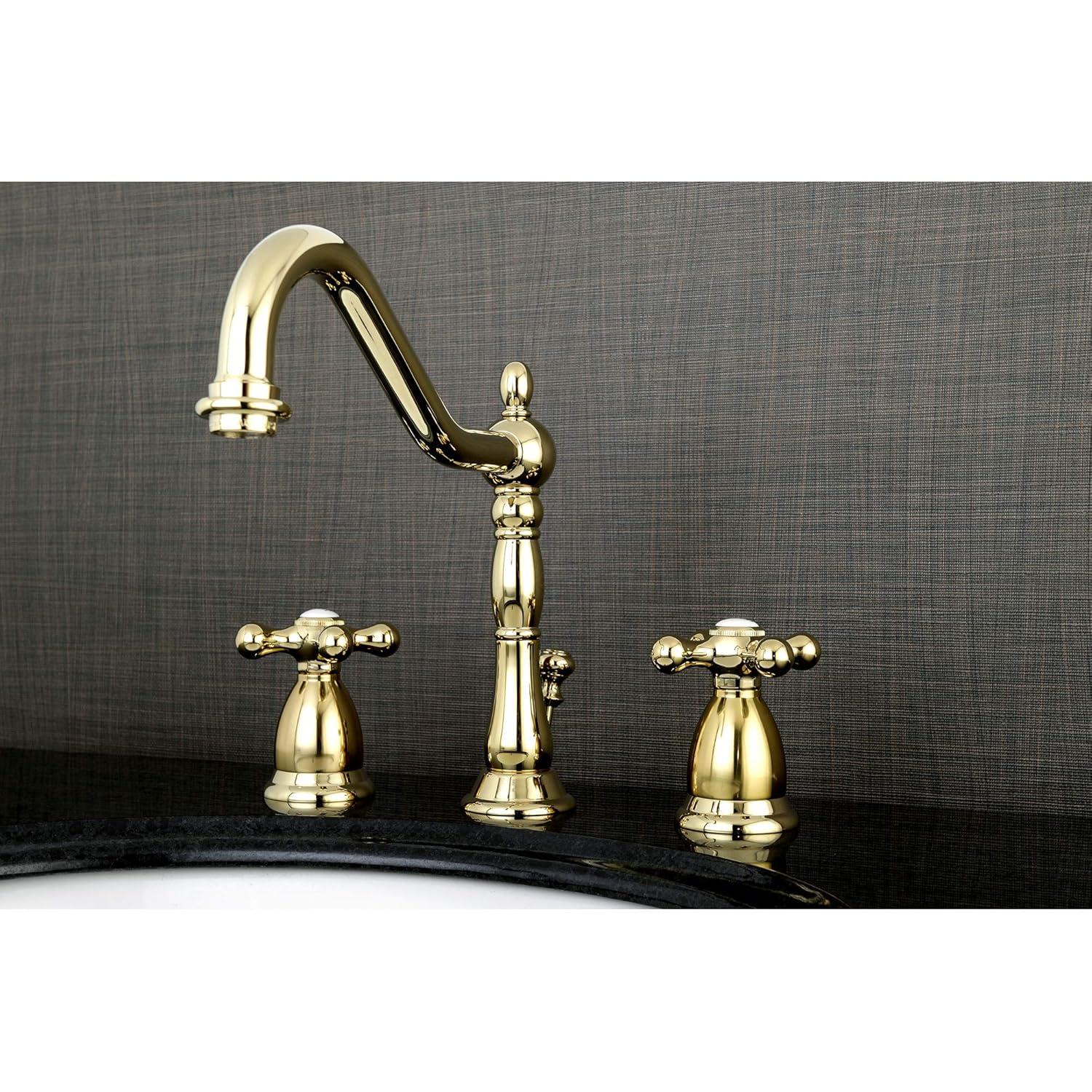 Kingston Brass KS1992AX 8 in. Widespread Standard Mount Bathroom Faucet, Polished Brass