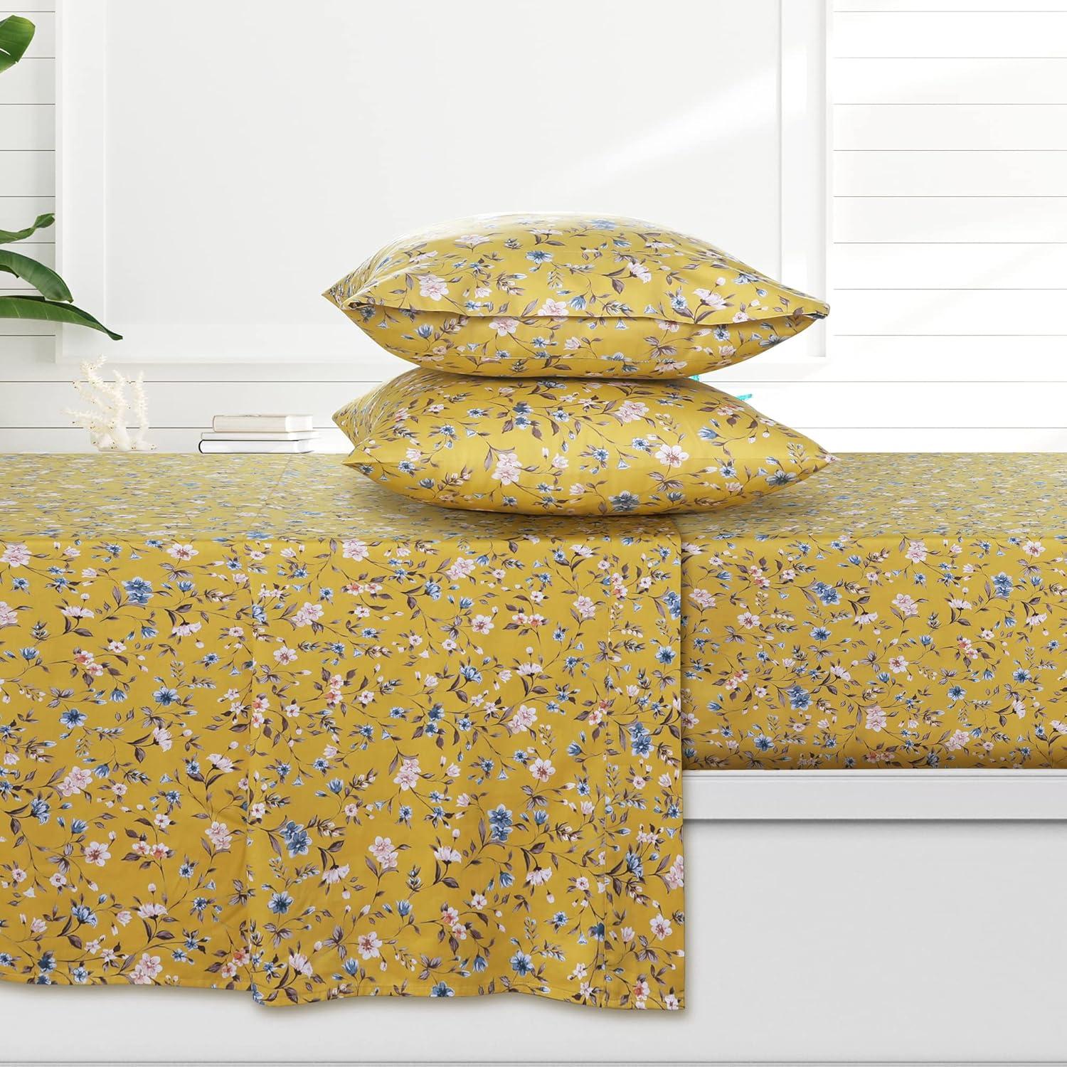 Azores Home Sateen Floral Sheet Set