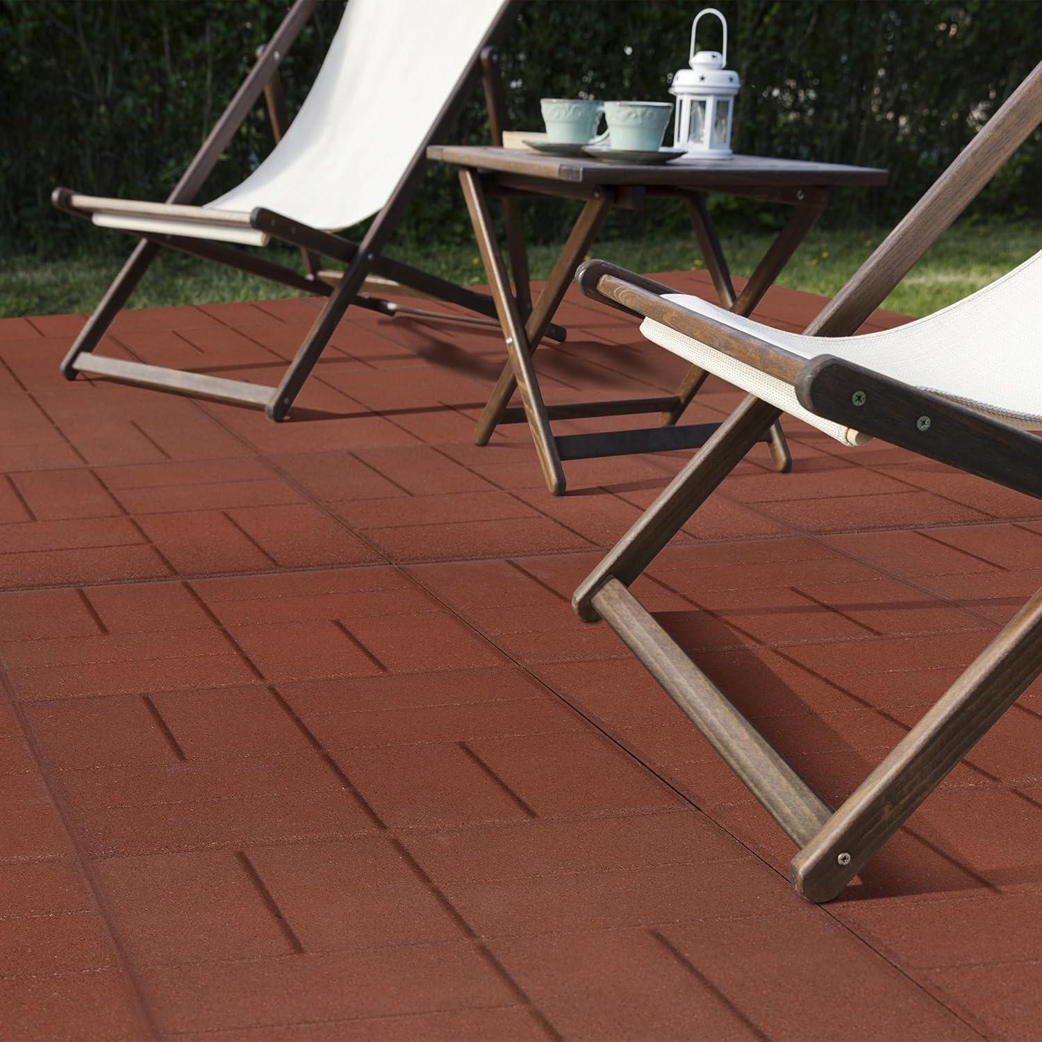 Pure Garden Deck Tiles 8-Pack - Dual-Sided Outdoor Flooring Tile - 28SQFT Rubber Pavers for Outside Patio, Garden Walkway, Balcony, or Shed