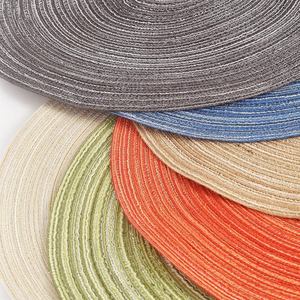 Red 15" Round Cotton Braided Placemats, Set of 4