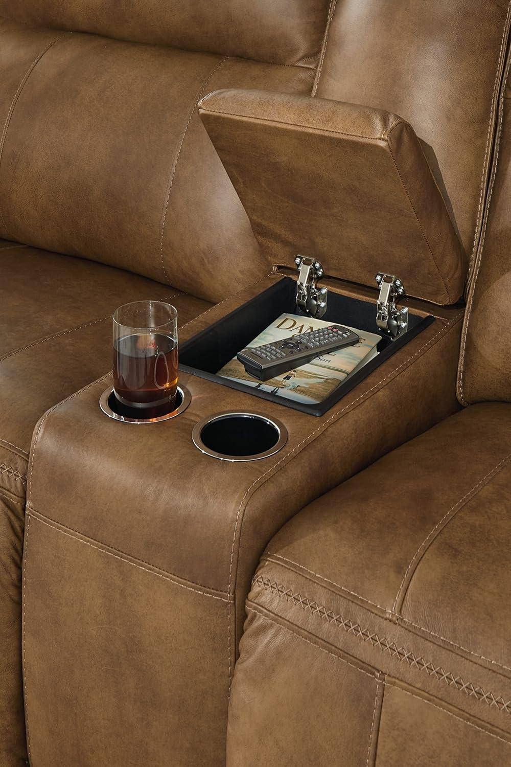 Roman 102'' Smoke Gray Faux Leather Power Reclining Sofa