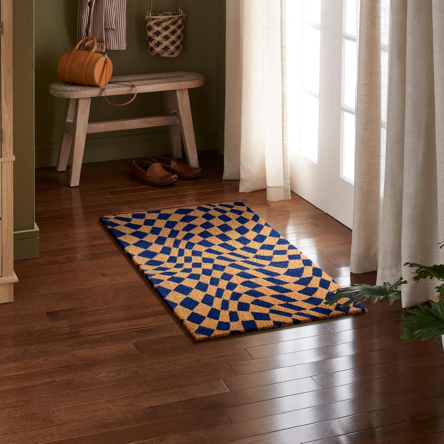 Town & Country Living TOWN & COUNTRY LIVING Emmett Groovy Checkerboard Non-Slip Indoor Outdoor Door Mat