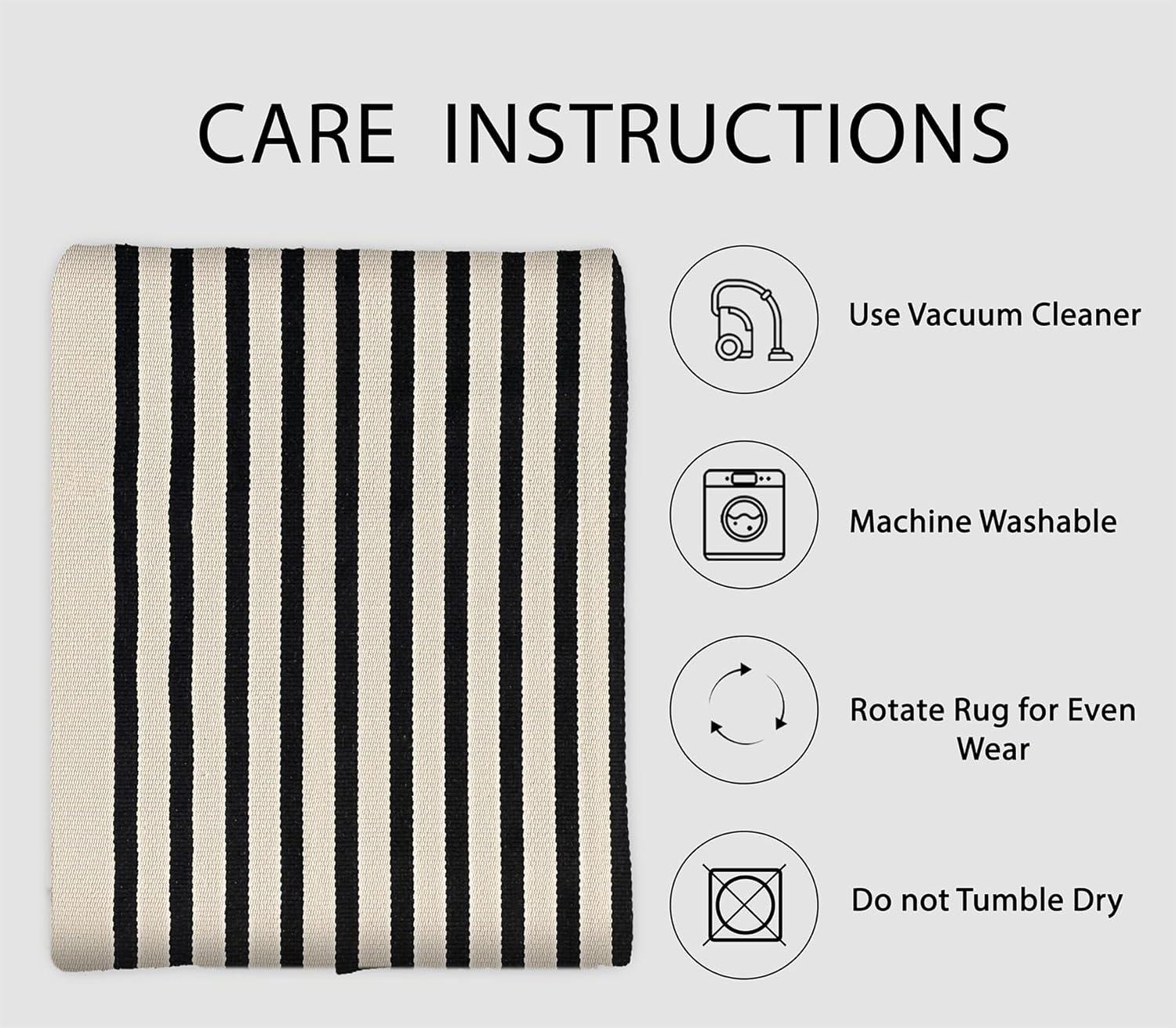 IOHOUZE Navy and White Striped Rug 2'x3' Front Door Rugs, Small Washable Area Rug for Front Porch, Spring Summer Doormats Outdoor Indoor, Cotton Rugs for Entryway Porch Entrance