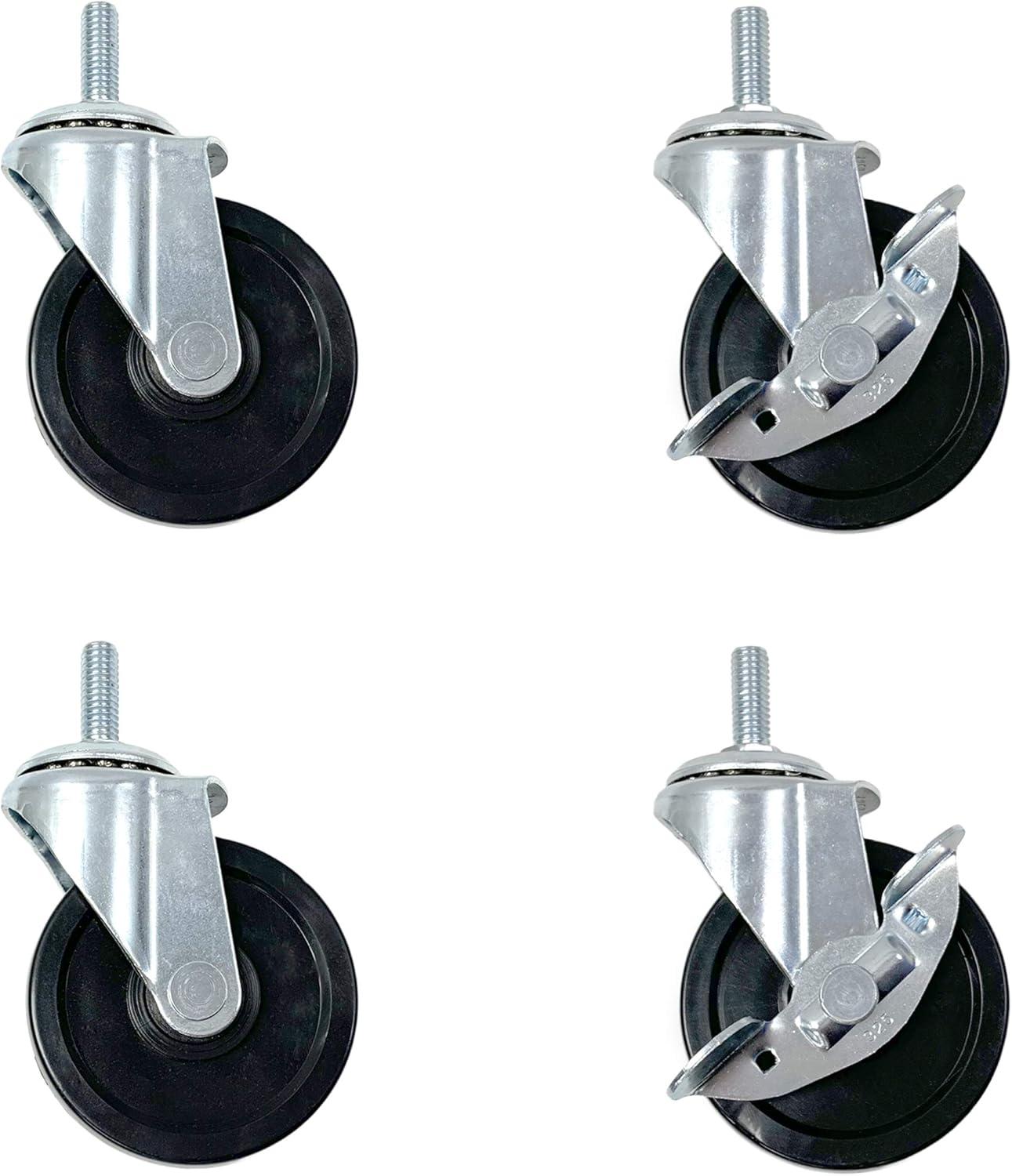 JepoIA MeshWorks Locking Caster Wheels - Set of 4 Industrial Strength Wheels for Metal Shelving Units, Compatible with The MeshWorks 5-Tier Unit, Narrow Unit, Entryway Bench, and Utility Unit.