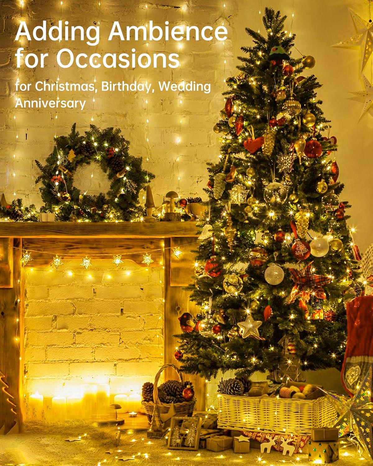 Blingstar USB Powered Fairy Lights, 2 Pack 33Ft 100 LED, Flexible Silver Wire, Mini String Lights for Christmas Tree/Bedroom/Camping/Holiday Indoor Decoration, Warm White