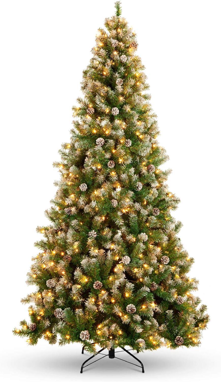 Best Choice Products 6ft Pre-Lit Pre-Decorated Holiday Christmas Tree w/ 1,000 Flocked Tips, 250 Lights, Metal Base