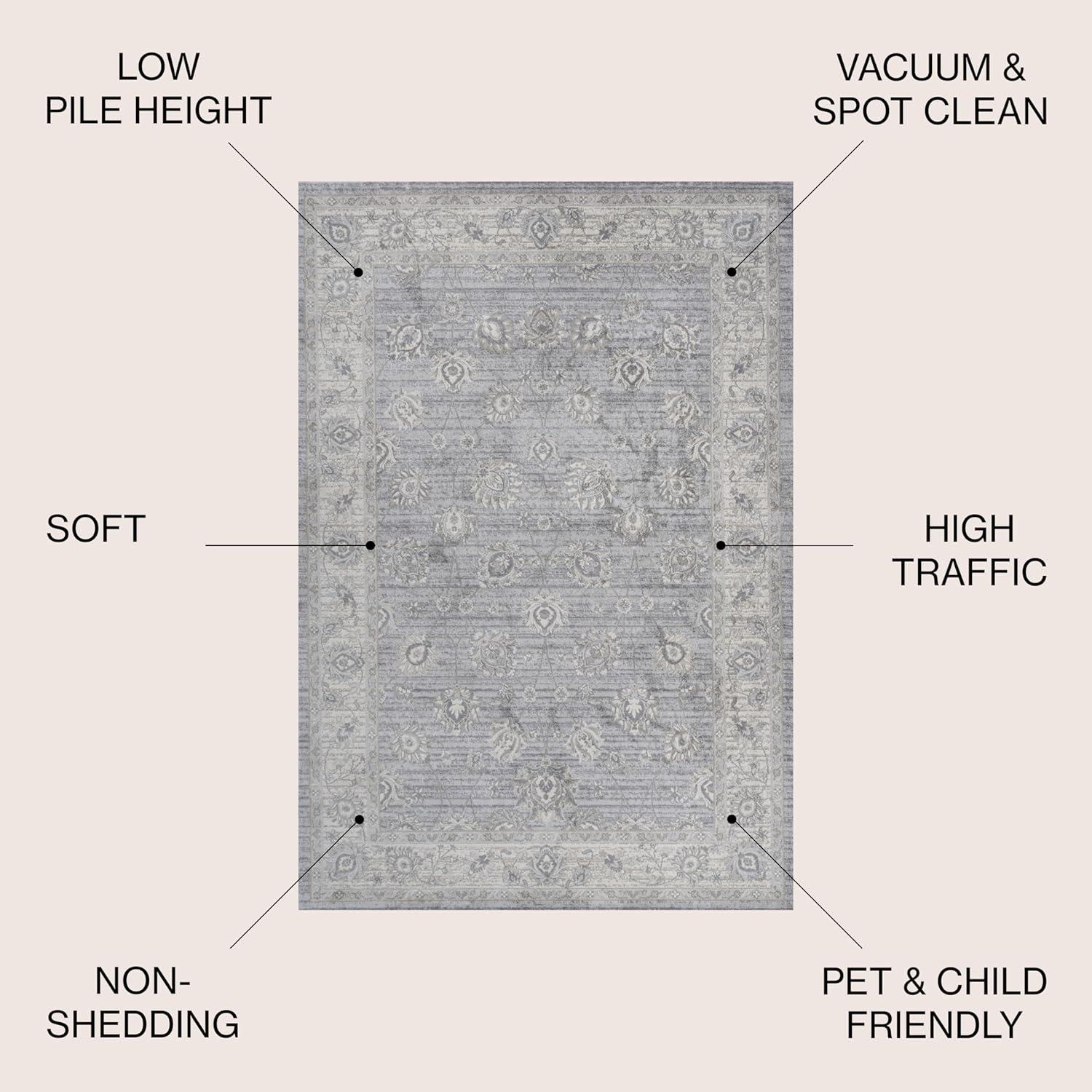 3' X 5' Modern Persian Vintage Moroccan Traditional Area Rug, Light Gray - JONATHAN Y