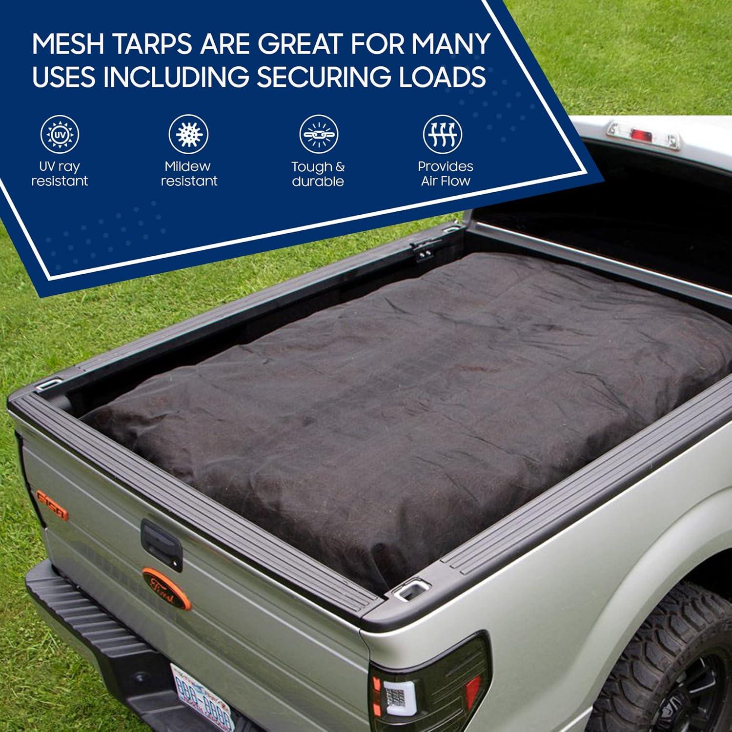 Tarps Now Heavy Duty Mesh Tarps, (8' X 16') with Grommets - 75% Sunblock Shade Cloth Tarp for Patio Screen, Wind Block, Privacy Screen, Canopies, Dump Trucks, Pool Cover - Black