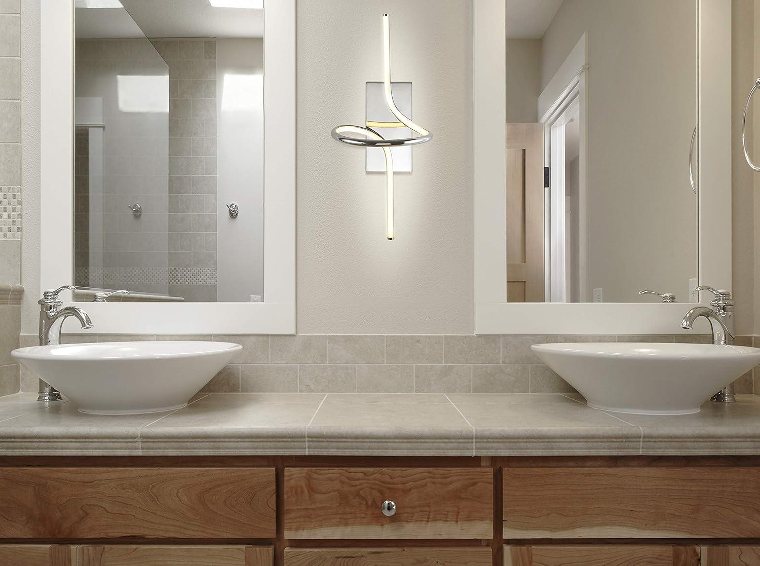 Sketch 23.5" Chrome Minimalist LED Vanity Wall Sconce