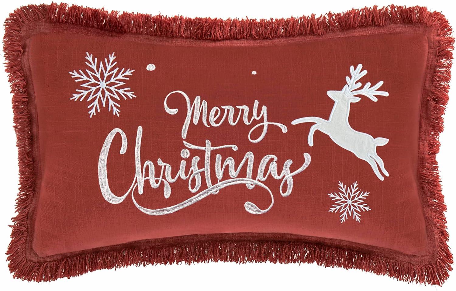 Christmas Pillow Covers 12X20 Set Of 2 - Xmas Decorative Farmhouse Linen Throw Pillow Cases Holiday Sofa Couch Cushion Covers Merry Christmas