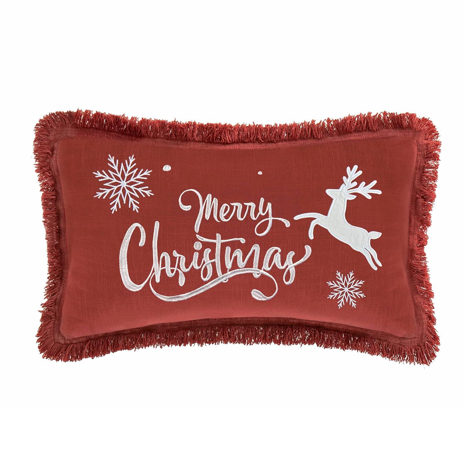 Christmas Pillow Covers 12X20 Set Of 2 - Xmas Decorative Farmhouse Linen Throw Pillow Cases Holiday Sofa Couch Cushion Covers Merry Christmas