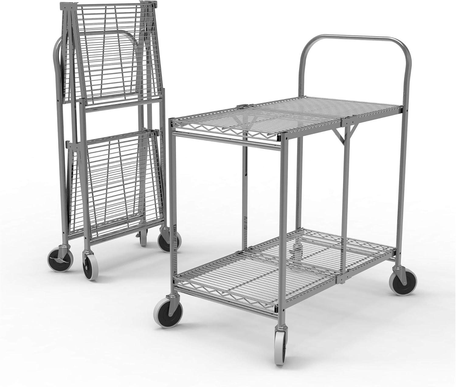 Two Shelf Collapsible Wire Utility Cart