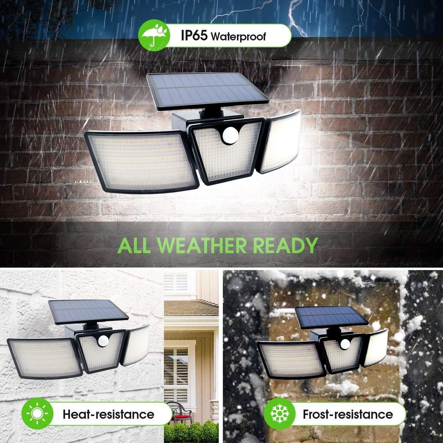 Black 360-Degree Adjustable Solar Security Light with Motion Sensor