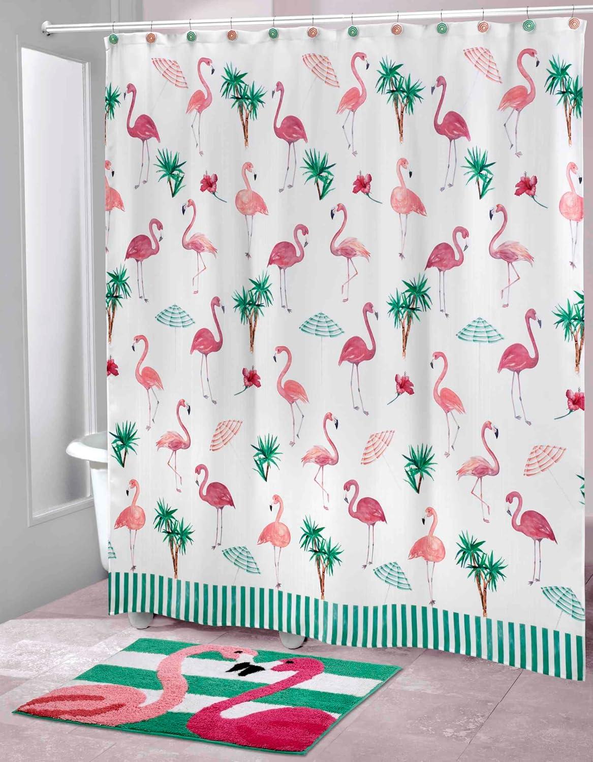 Avanti Linens Flamingo Paradise Shower Curtain & Hook Set