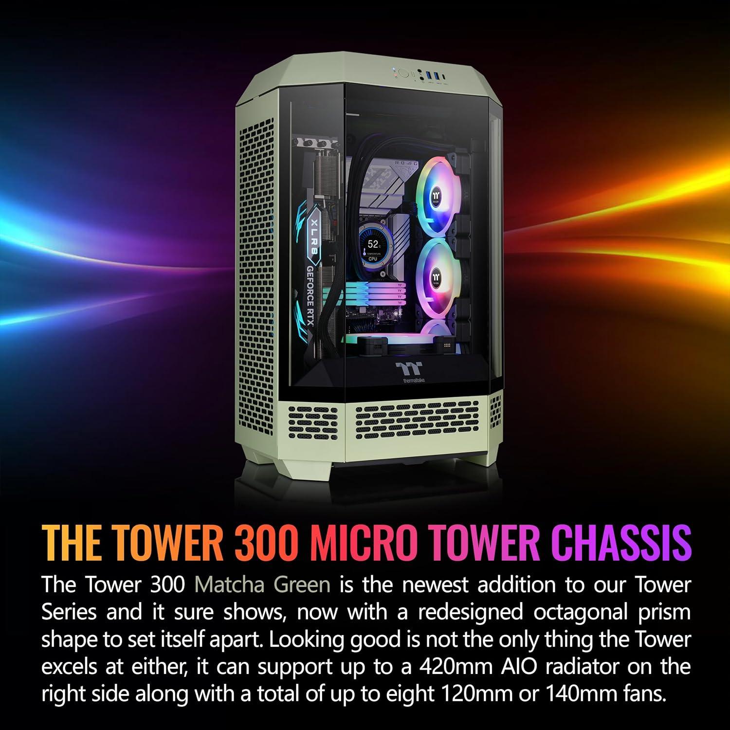 Matcha Green Micro Tower Case with Tempered Glass Panel