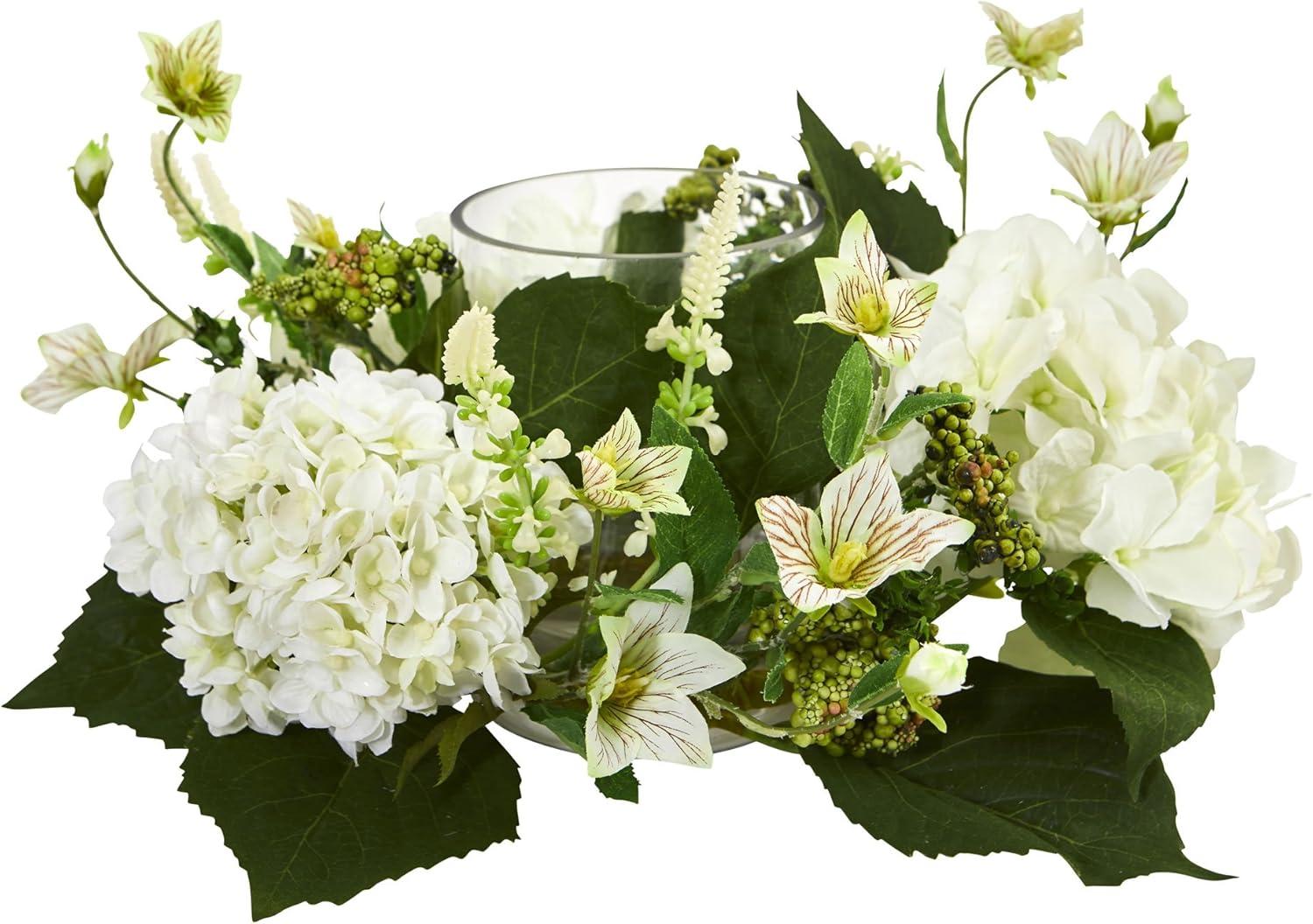 Elegant White Hydrangea Artificial Tabletop Arrangement