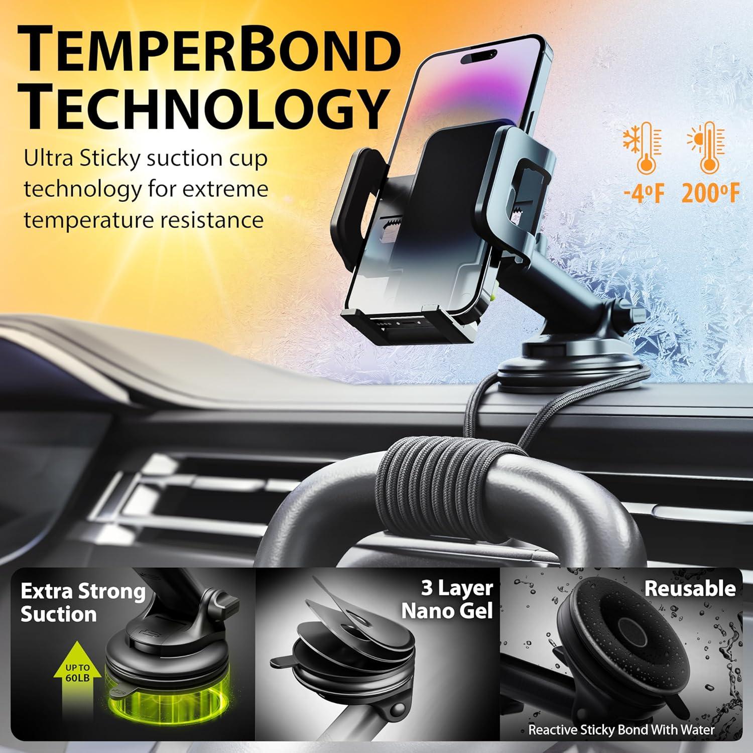 Bracketron TripGripXT Dashboard, Windshield & Vent Extendable Cell Phone and GPS Mount for Car Suction Cup Phone Holder for Home and Office