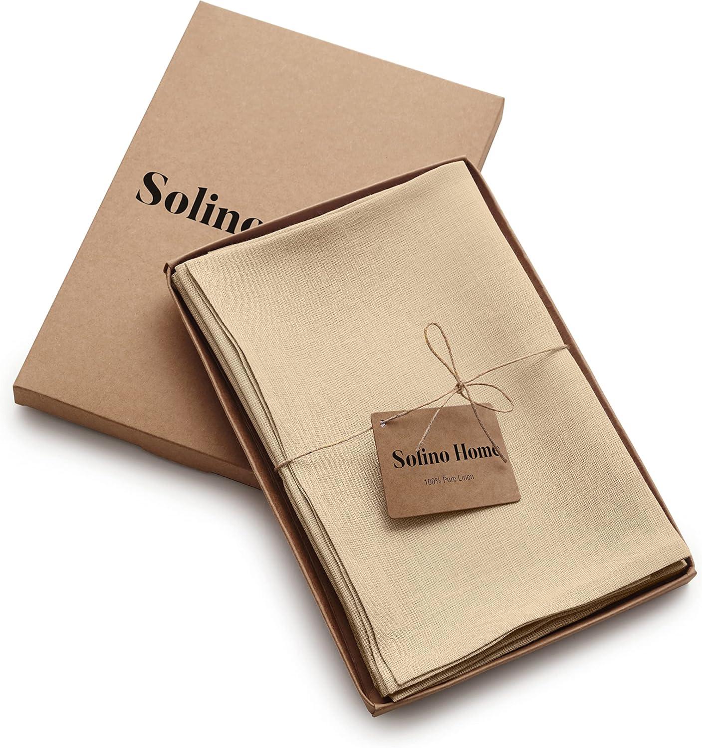Solino Home Cotton Linen Hemstitch Dinner Napkins (Set of 4)