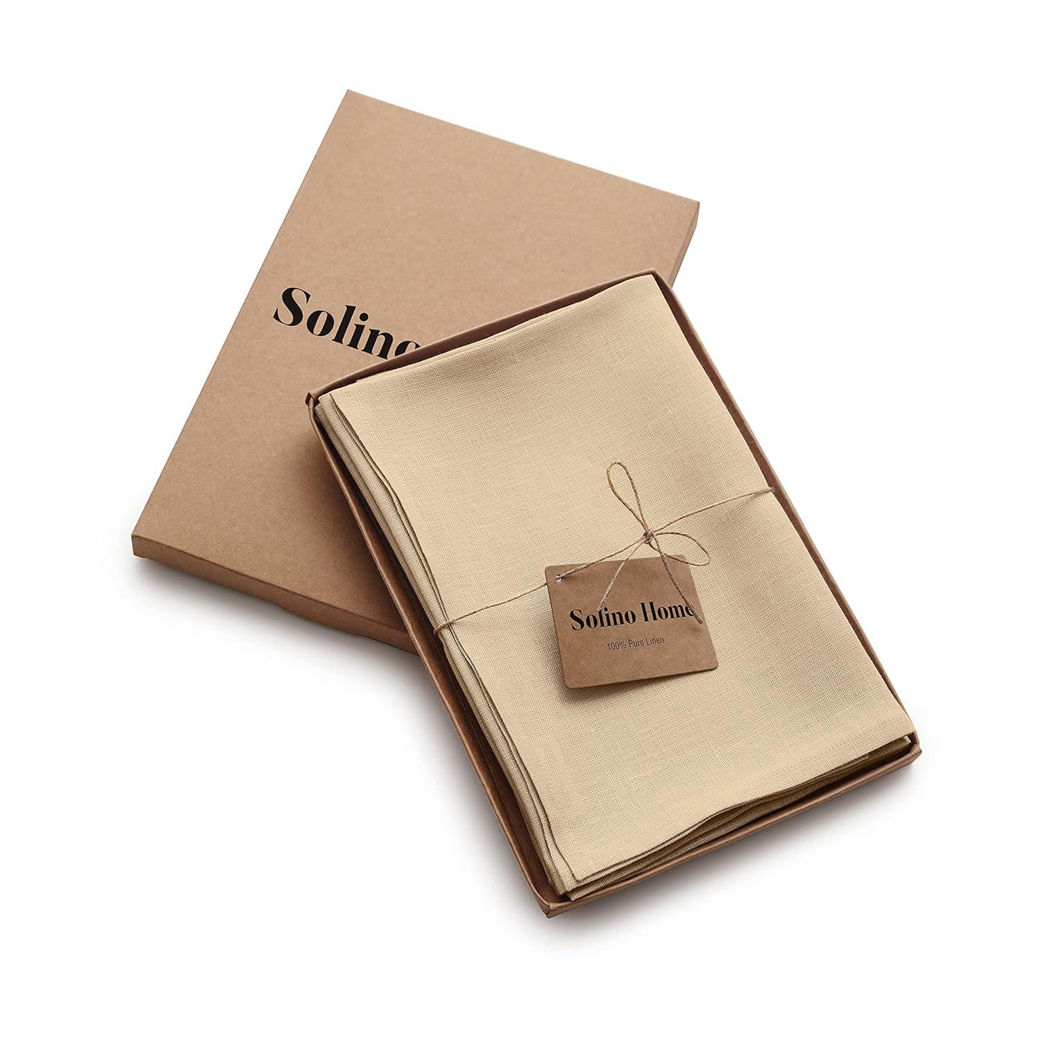 Solino Home Cotton Linen Hemstitch Dinner Napkins (Set of 4)