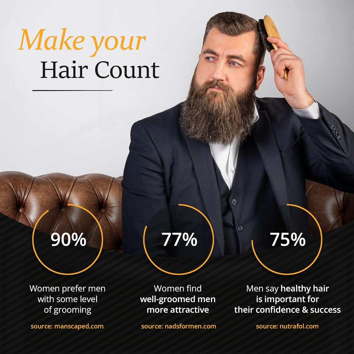 Belula 100% Boar Bristle Hair Brush Set (Medium). Soft Natural Bristles for Thin and Fine Hair. Restore Shine And Texture. Wooden Comb, Travel Bag and Spa Headband Included!