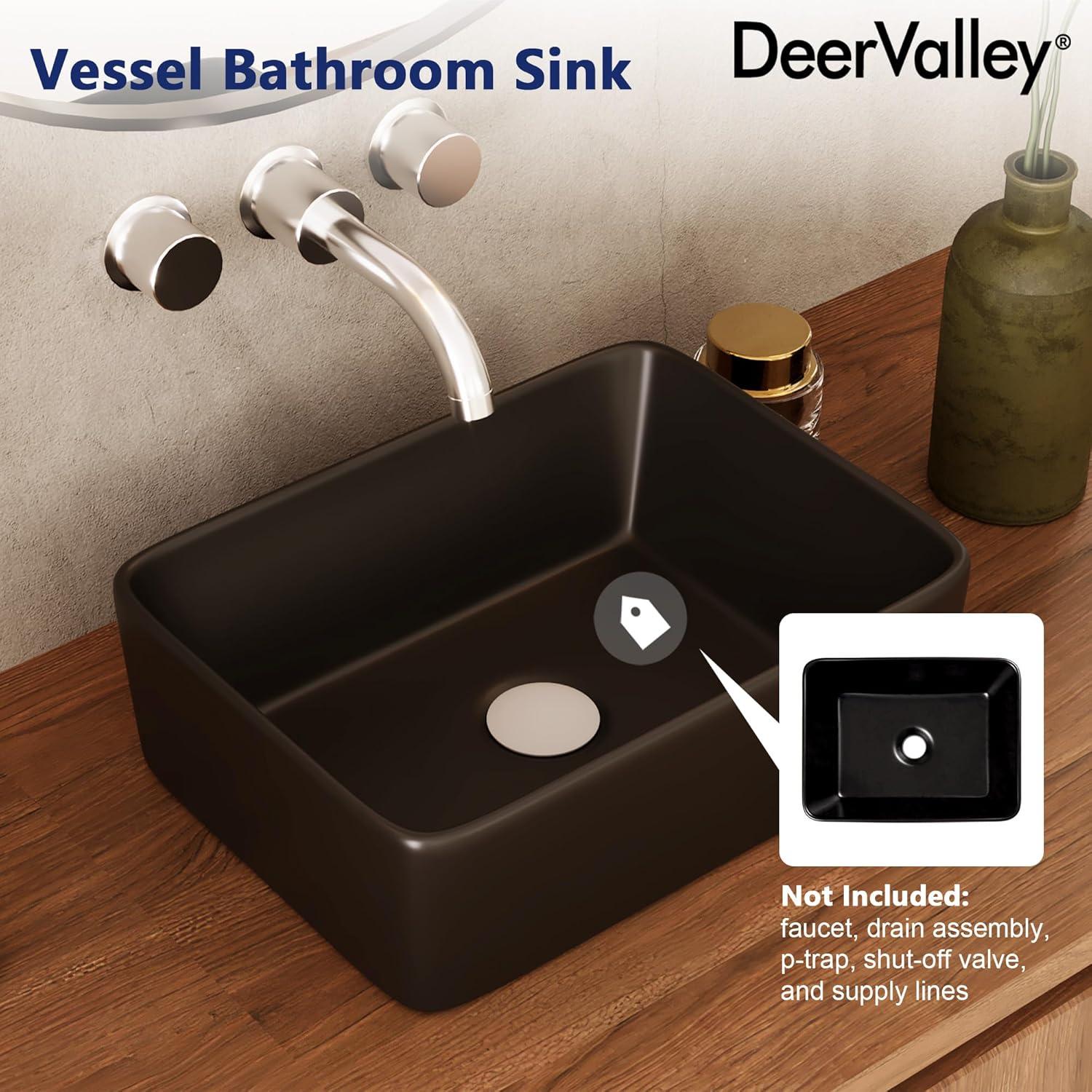 DeerValley Liberty 16'' x 12'' Rectangular Vitreous China Vessel Bathroom Sink